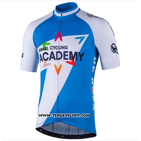 2018 Maillot Ciclismo Israel Cycling Academy Blanc et Bleu Manches Courtes et Cuissard